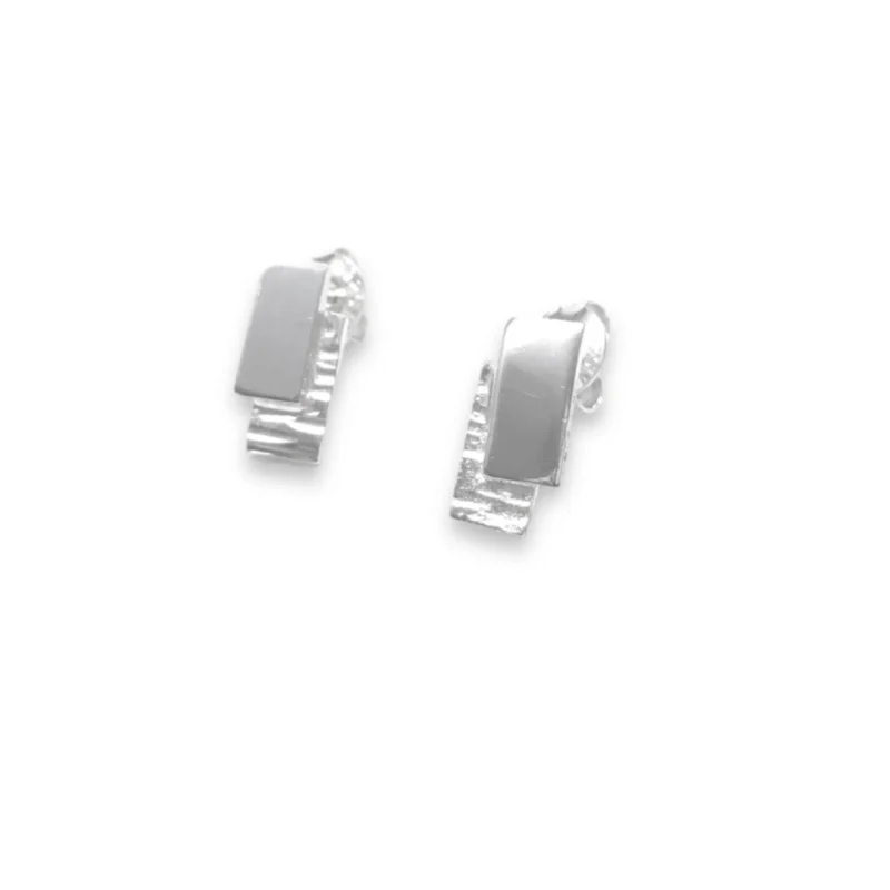 sterling silver bark textured earrings - B211